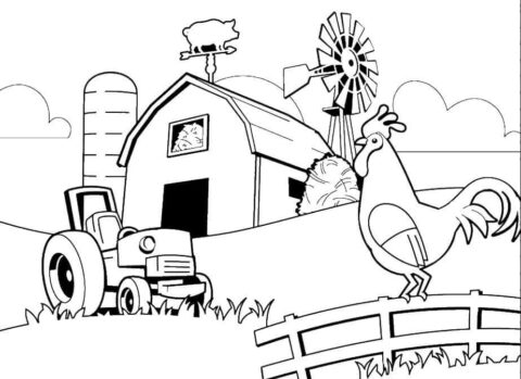 Dibujo de Corral de Pollo para Colorear