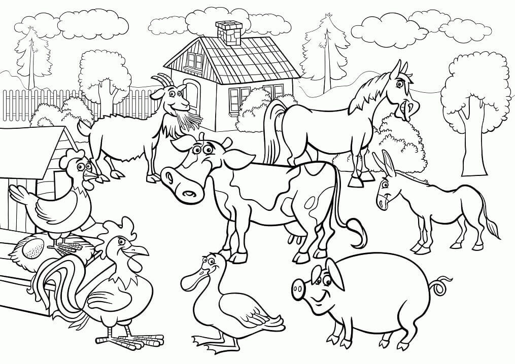Dibujo de De Vuelta en el Corral para Colorear