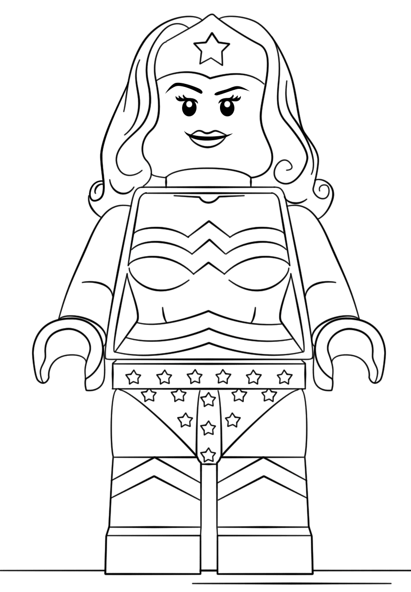 Dibujo de Lego Corriente Continua Mujer Maravilla para Colorear