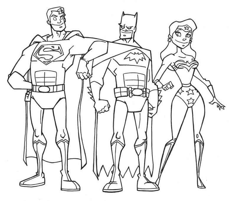 Dibujo de Liga de la Justicia los Tres para Colorear