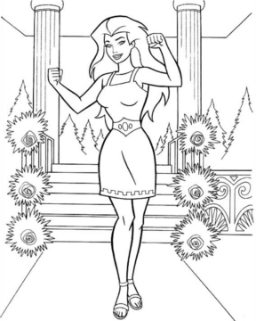 Dibujo de Mujer Maravilla Feliz para Colorear
