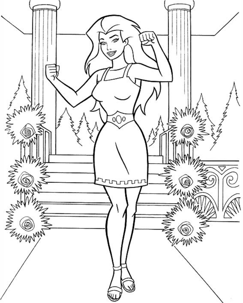 Dibujo de Mujer Maravilla Feliz para Colorear