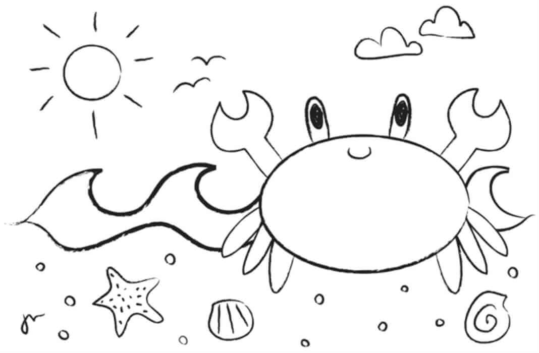 Dibujo de Cangrejo en la Playa para Colorear