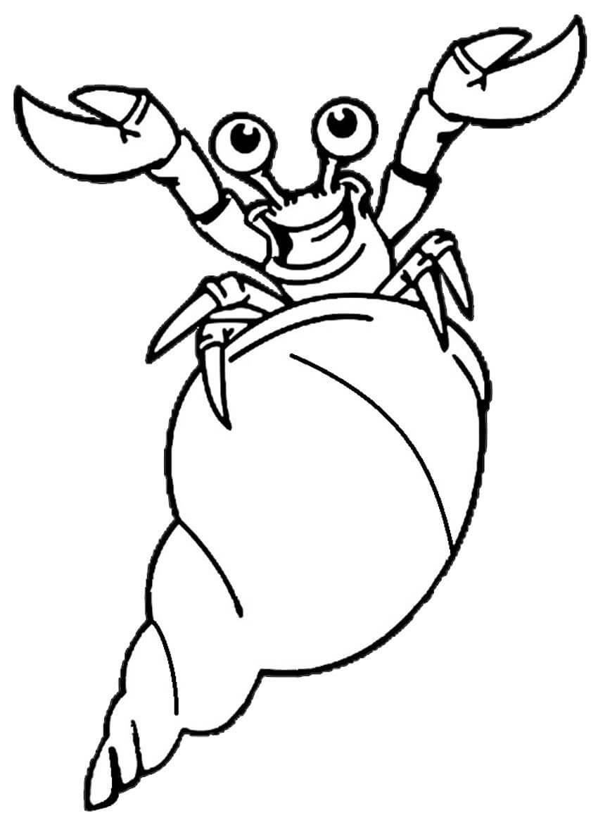 Dibujo de Cangrejo Ermitano Gracioso para Colorear