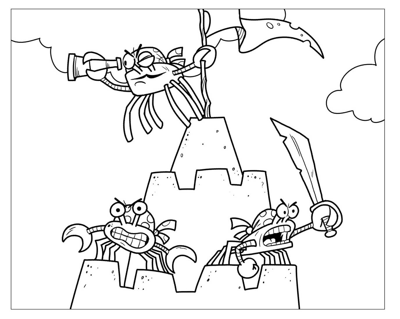 Dibujo de Cangrejos Piratas para Colorear
