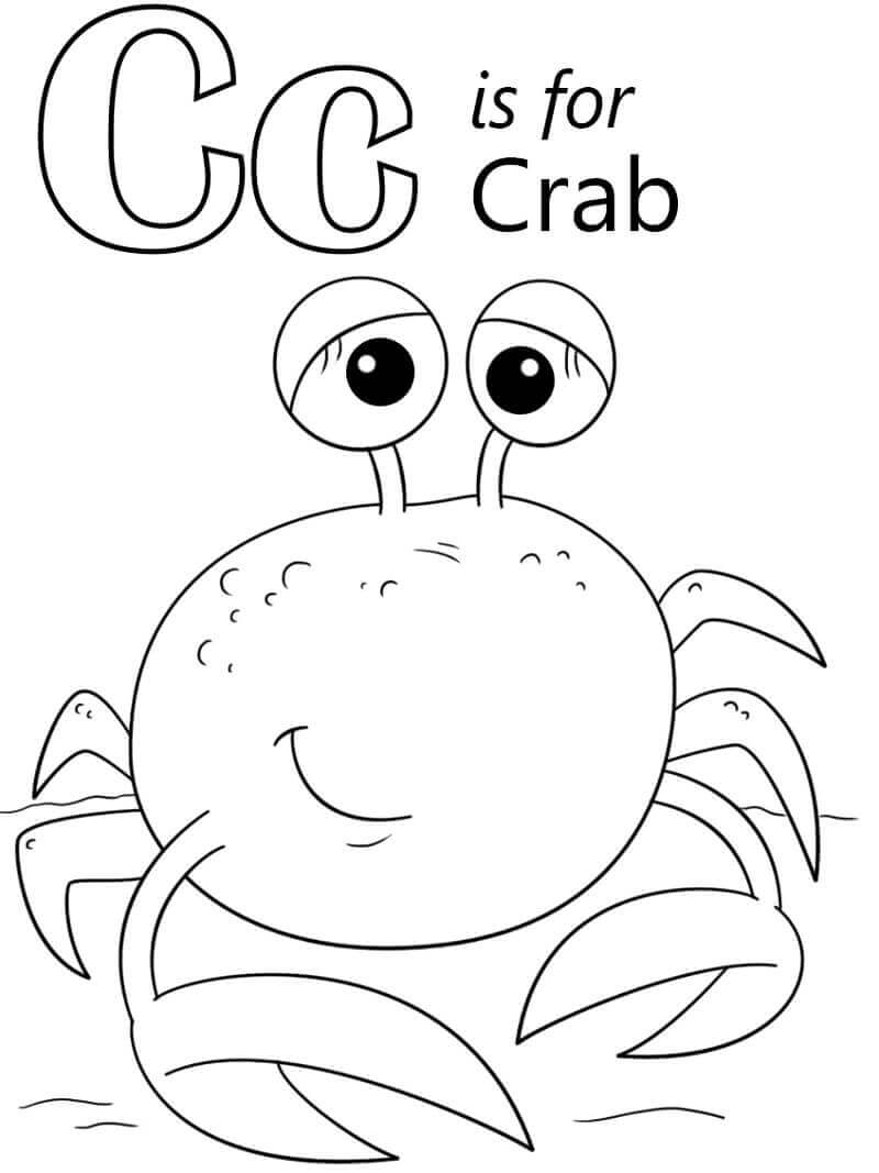 Dibujo de La Letra C Es para Cangrejo para Colorear