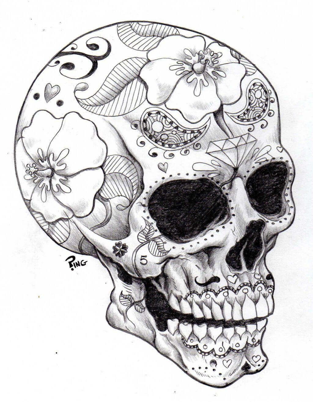 Dibujo de Calaveras de Azcar para Colorear