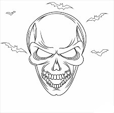 Dibujo de Calaveras y Murcilagos Malvados para Colorear
