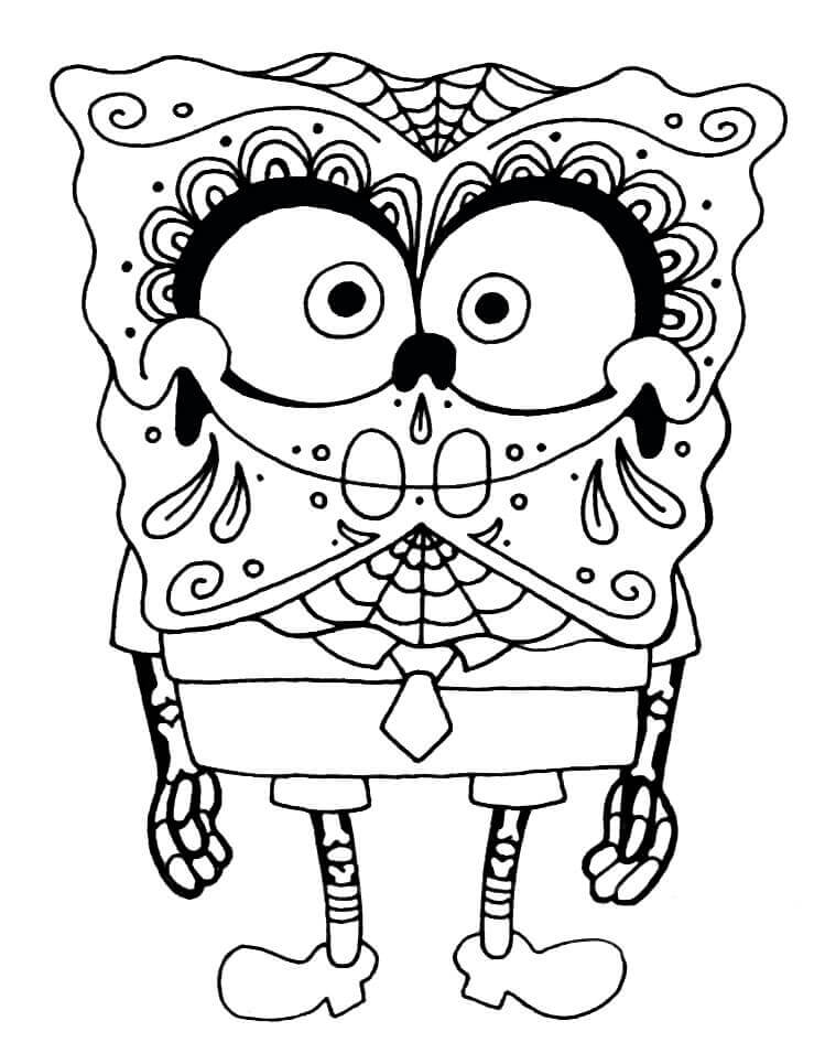 Dibujo de Calavera de Bob Esponja para Colorear