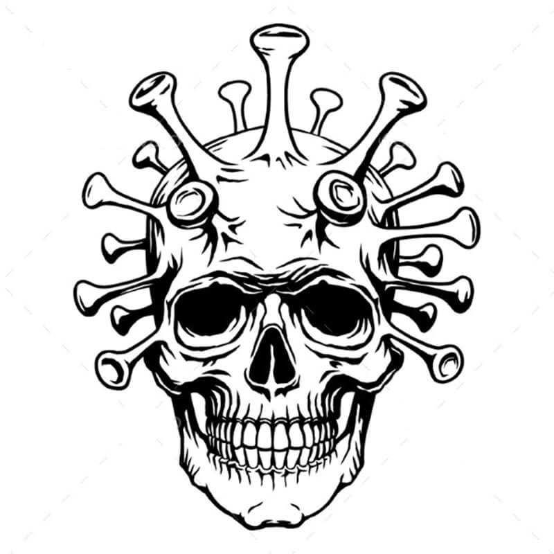 Dibujo de Calavera de Coronavirus para Colorear