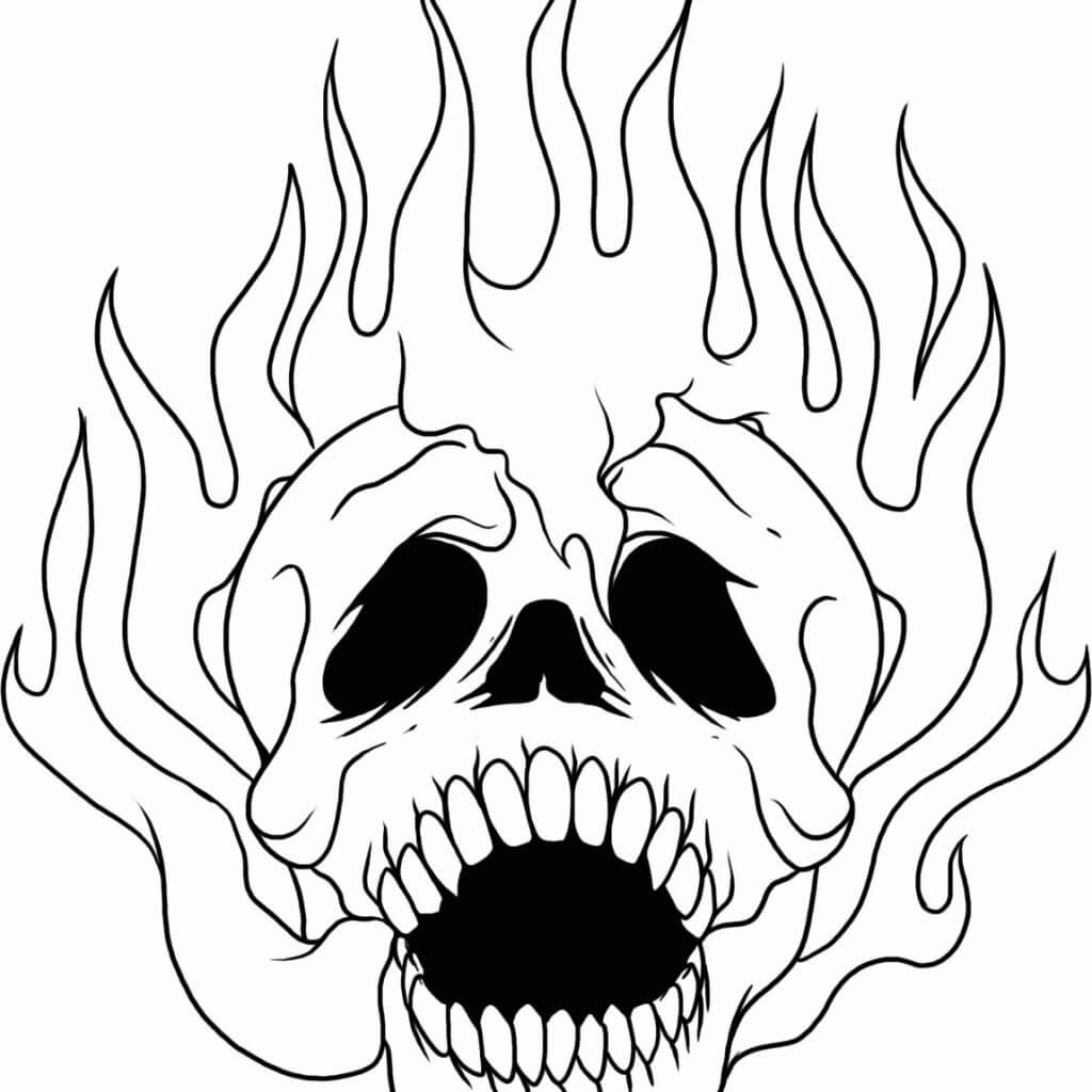 Dibujo de Calavera en el corazón para Colorear