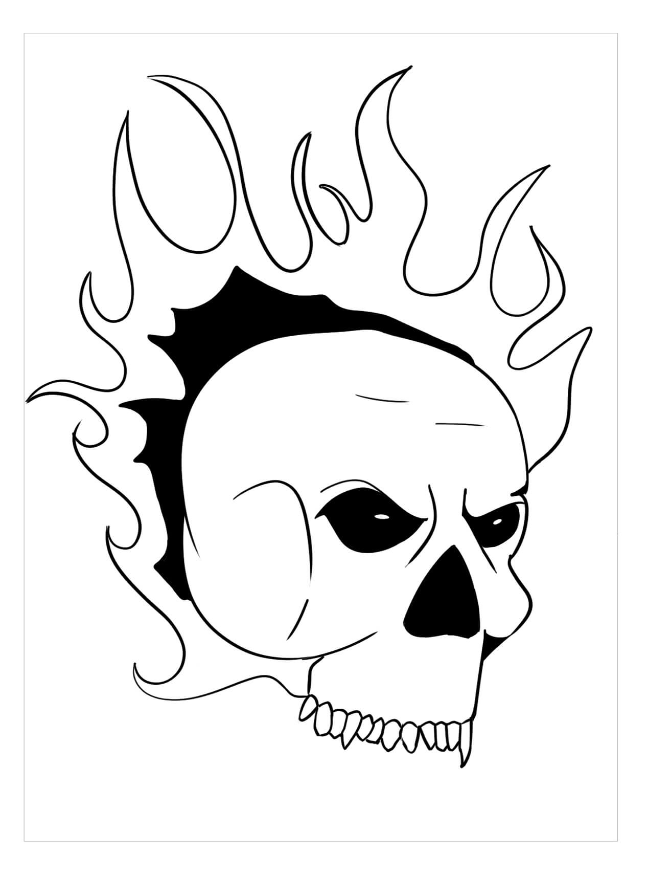 Dibujo de Calavera Llameante para Colorear