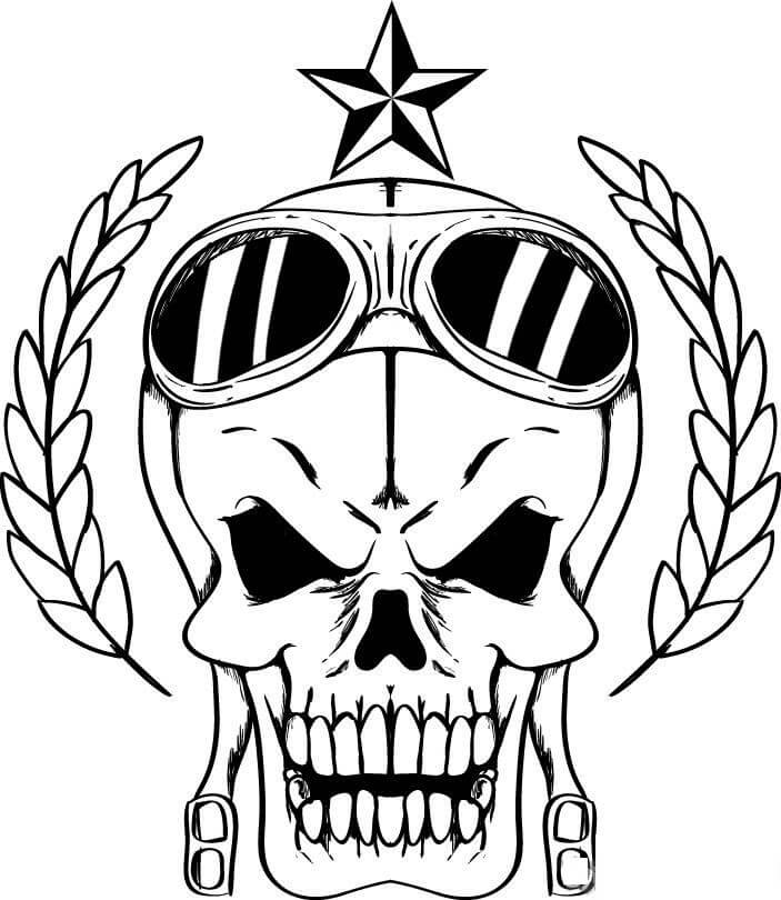 Dibujo de Craneo Piloto para Colorear