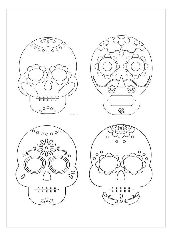 Dibujo de Cuatro Craneo para Colorear