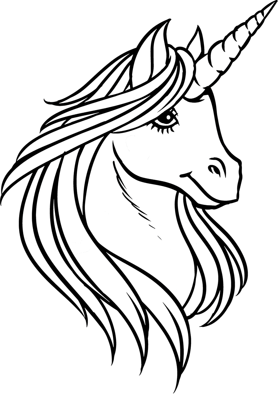 Dibujo de Hermosa Cabeza de Unicornio para Colorear
