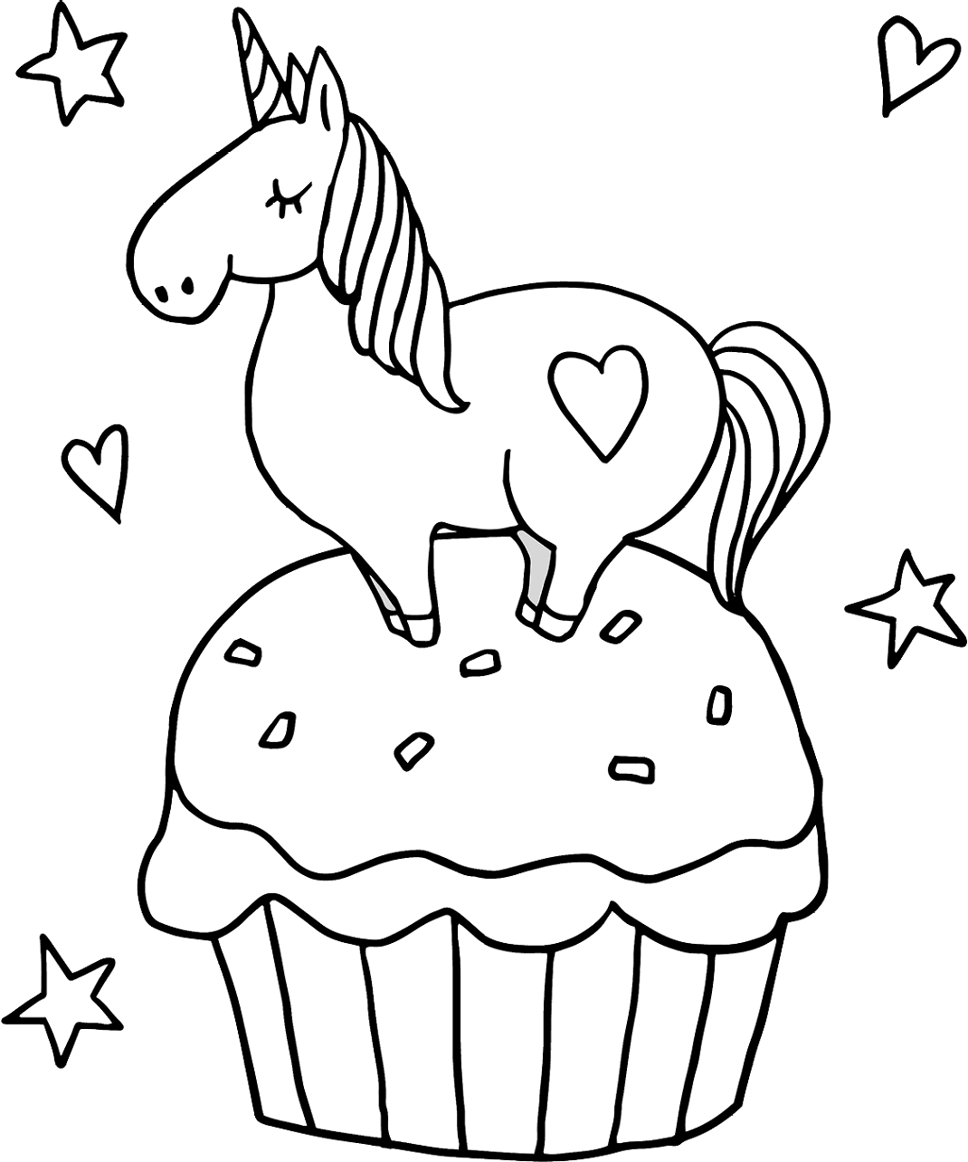 Dibujo de Pequeño Unicornio en la Magdalena para Colorear