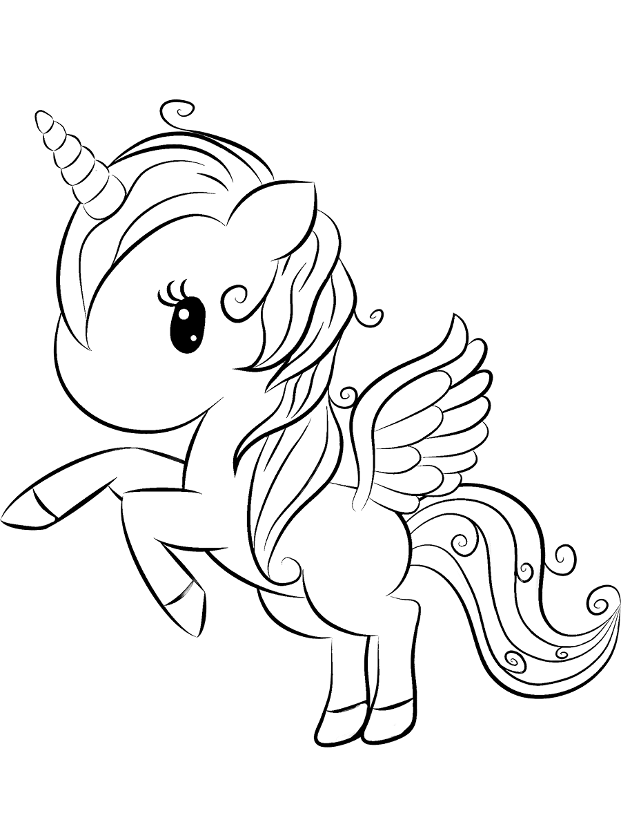 Dibujo de Pequeño Unicornio para Colorear