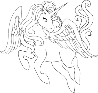 Dibujo de Unicornio Alado para Colorear