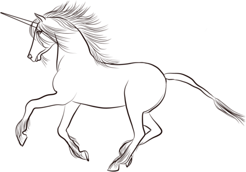 Dibujo de Unicornio Corriendo 2 para Colorear