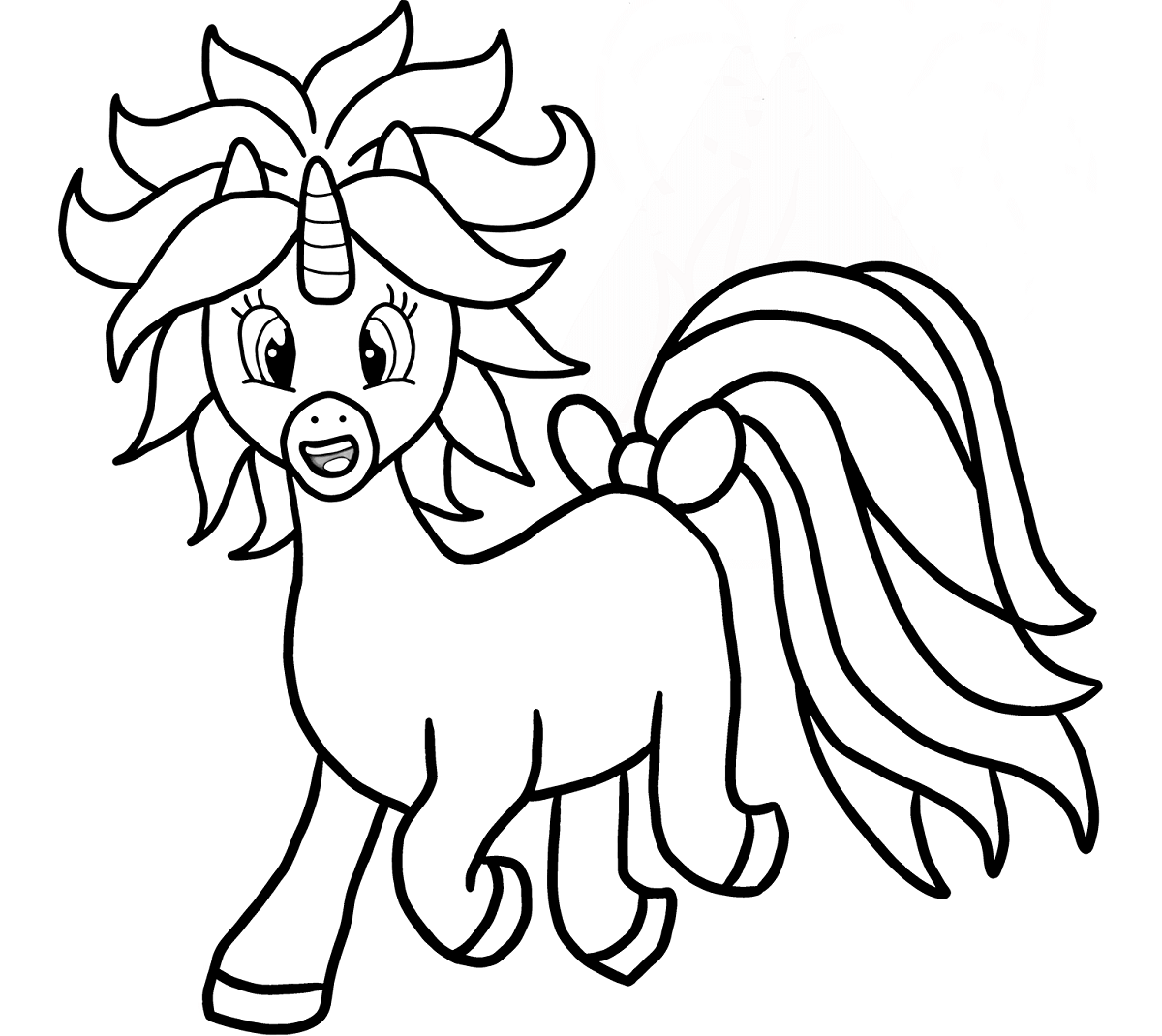 Dibujo de Unicornio Hiperactivo 2 para Colorear