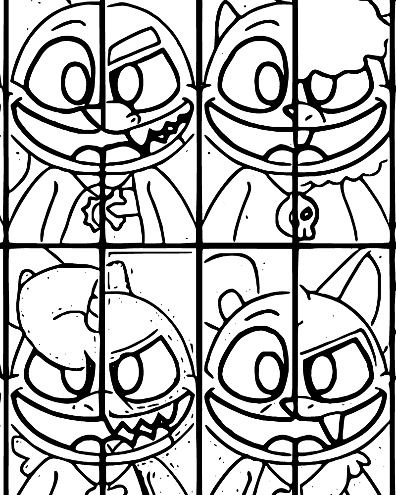 Dibujo de Nightmare Critters Black And White Coloring Page para Colorear