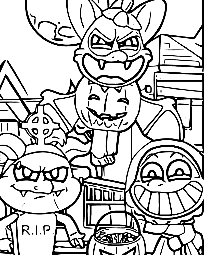 Dibujo de Nightmare Critters Halloween Coloring Page para Colorear