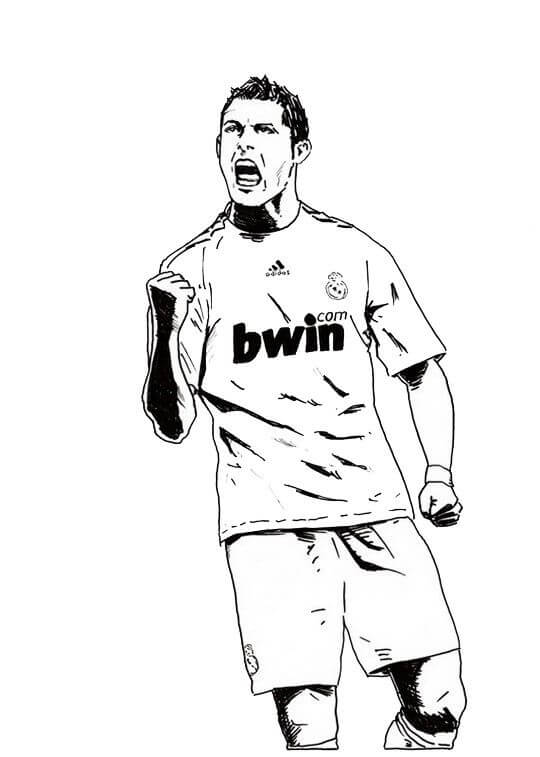 Dibujo de Cristiano Ronaldo Enojado para Colorear