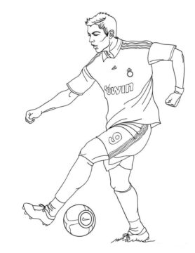 Dibujo de Cristiano Ronaldo Jugar al Futbol para Colorear