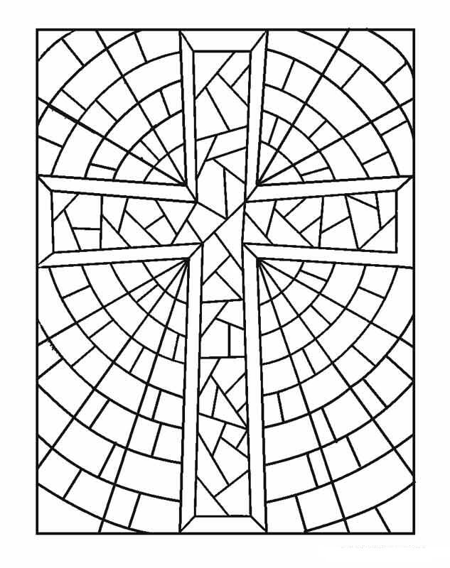 Dibujo de Cruz de Vidriera Bsica para Colorear