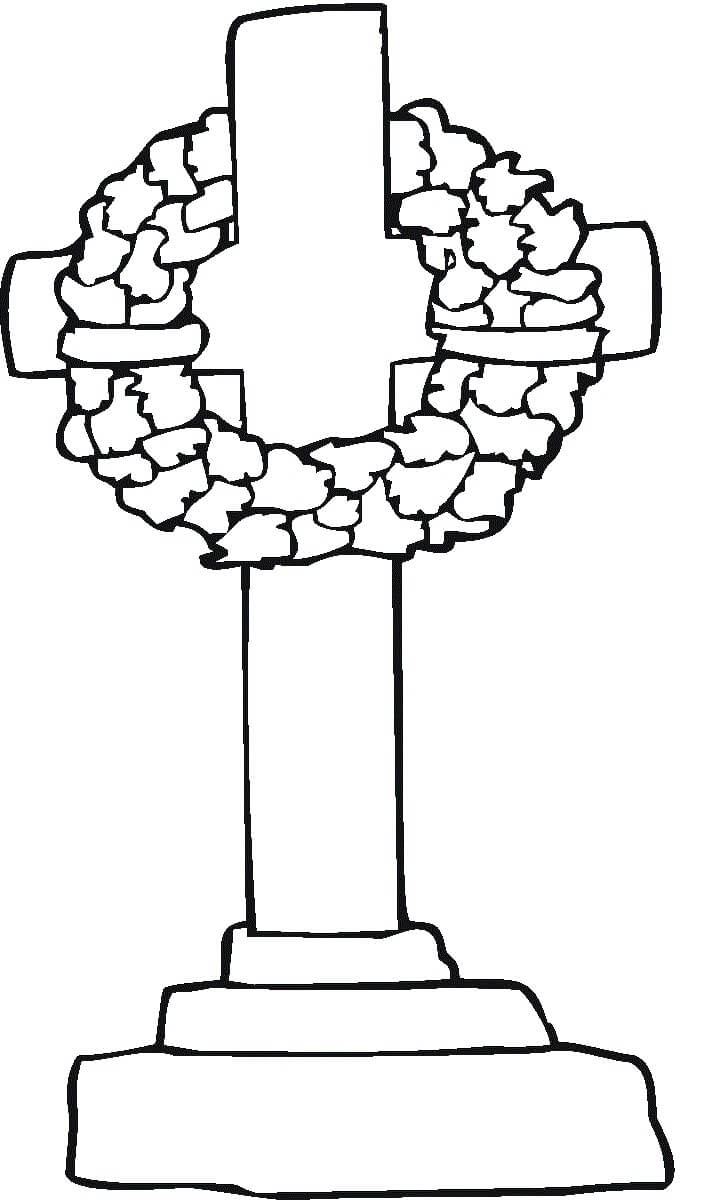 Dibujo de Cruz con Flor para Colorear