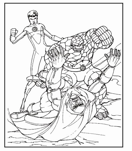 Dibujo de El Hombre de Piedra y el Hombre de Goma Luchan Contra Monstruos para Colorear