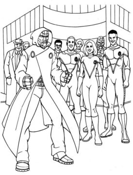 Dibujo de Los Cuatro fantásticos y el Dr Doom para Colorear