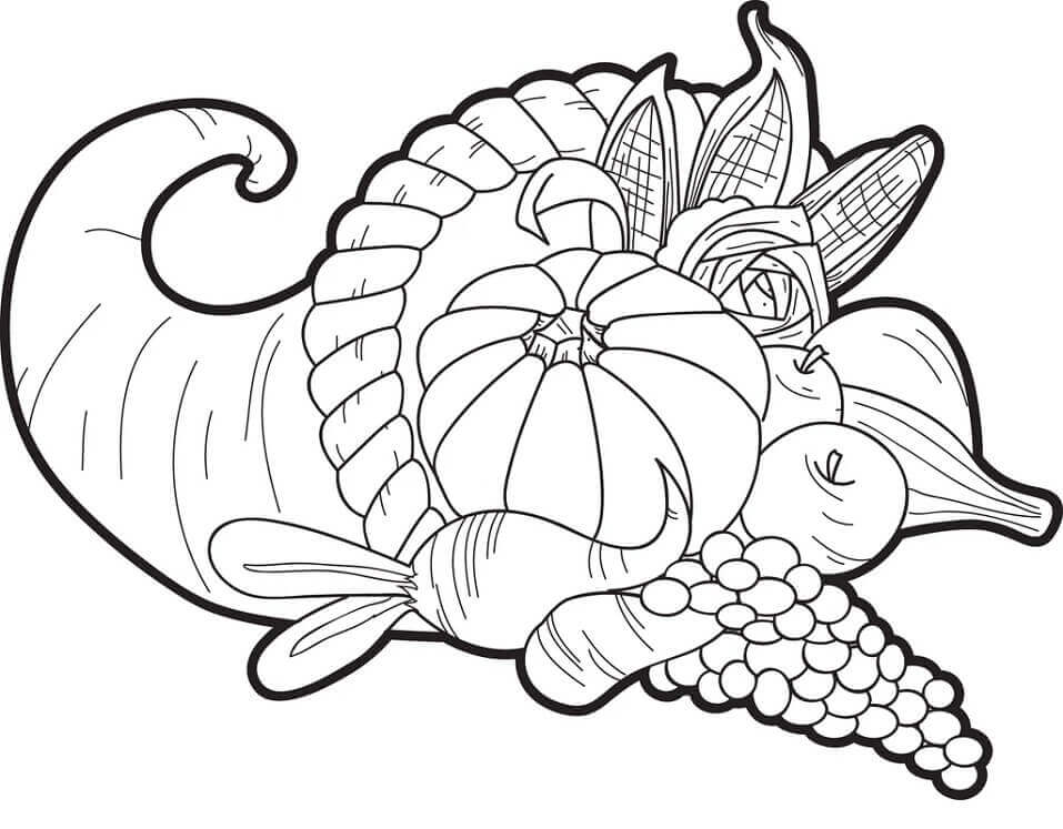 Dibujo de Cornucopia Abundante para Colorear