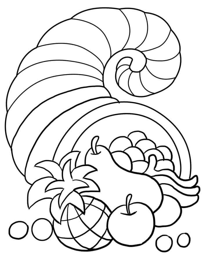 Dibujo de Cornucopia de Accin de Gracias para Colorear