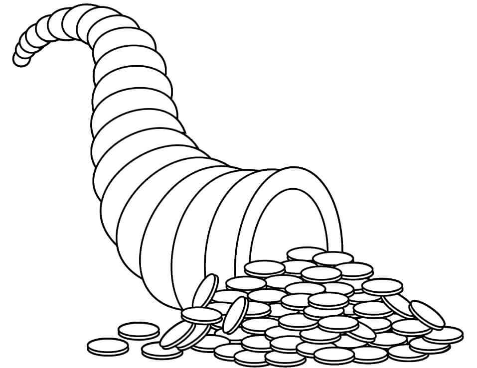 Dibujo de Cornucopia de Dinero para Colorear