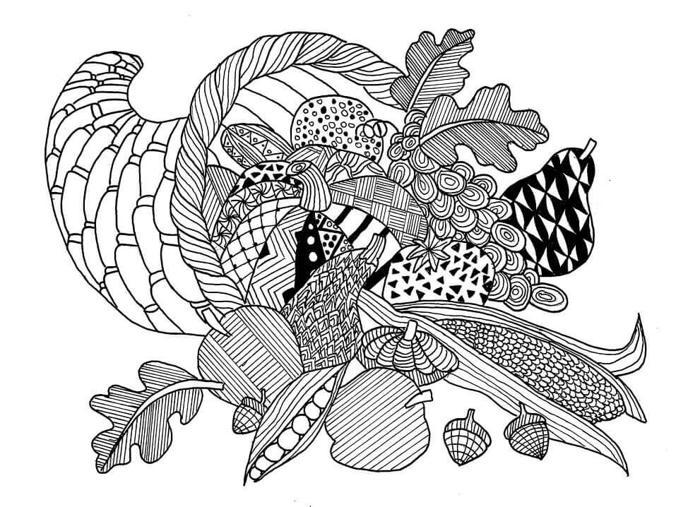 Dibujo de Cuerno de la Abundancia 1 para Colorear