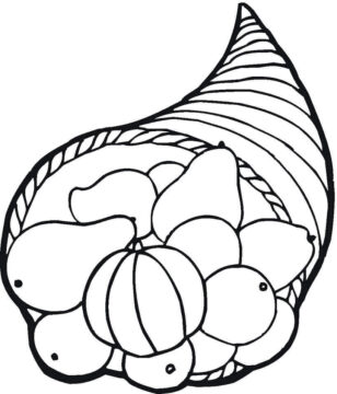 Dibujo de Simples Cuerno de la Abundancia para Colorear