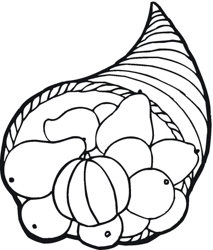 Dibujo de Simples Cuerno de la Abundancia para Colorear