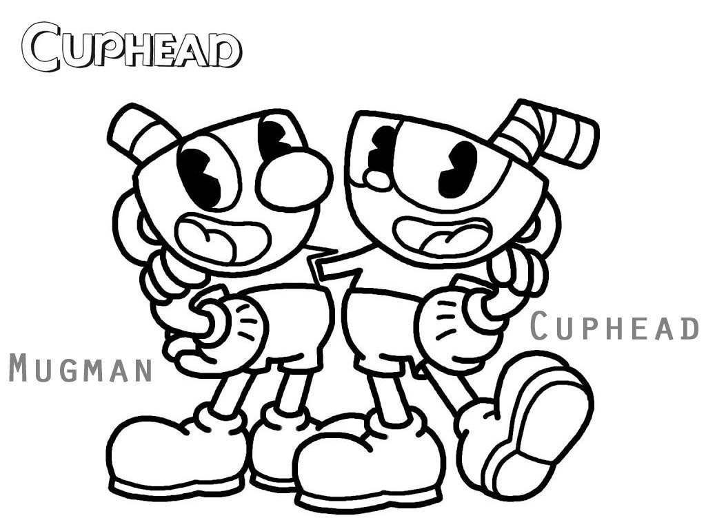 Dibujo de Cuphead y Mugman para Colorear