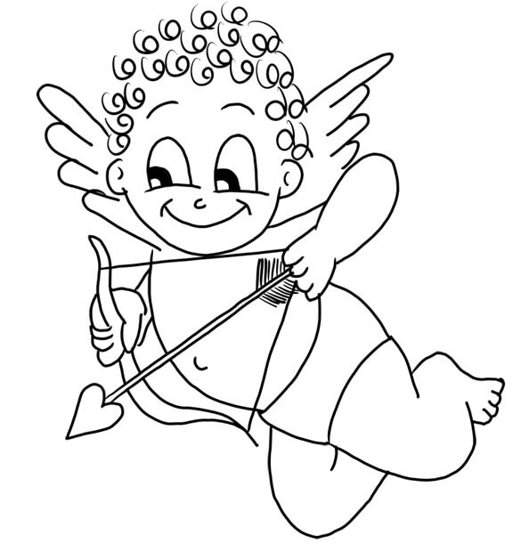 Dibujo de Cupido Normal para Colorear