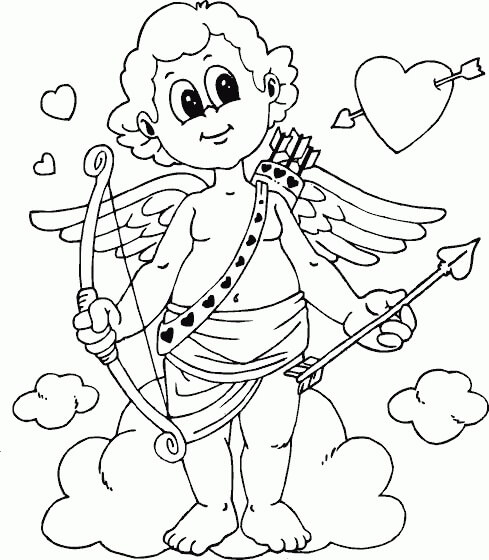 Dibujo de Cupido de Pie para Colorear