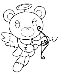 Dibujo de Osito de Peluche Cupido para Colorear