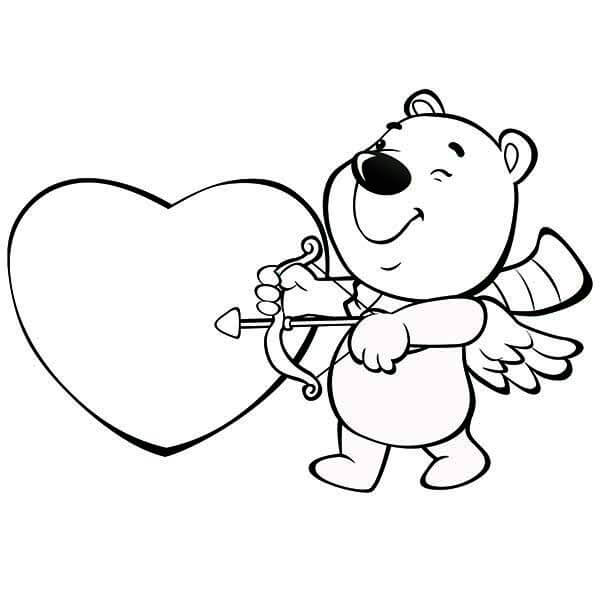 Dibujo de Pequeo Oso Cupido para Colorear