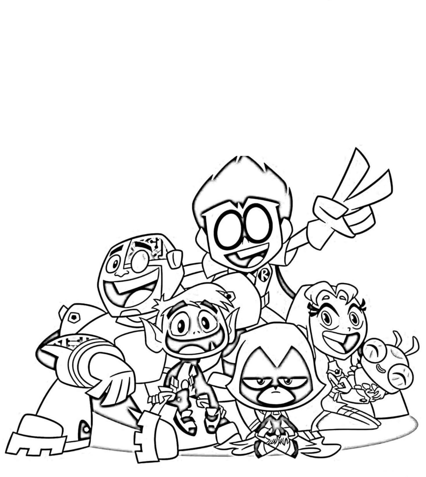 Dibujo de Cyborg y Amigo Felices para Colorear