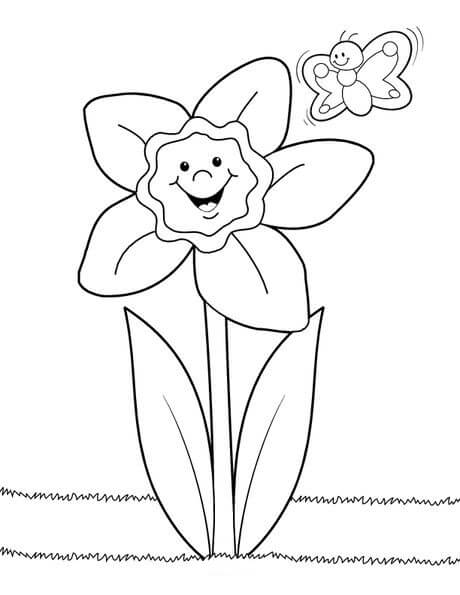 Dibujo de Diversin Narciso y Mariposa para Colorear