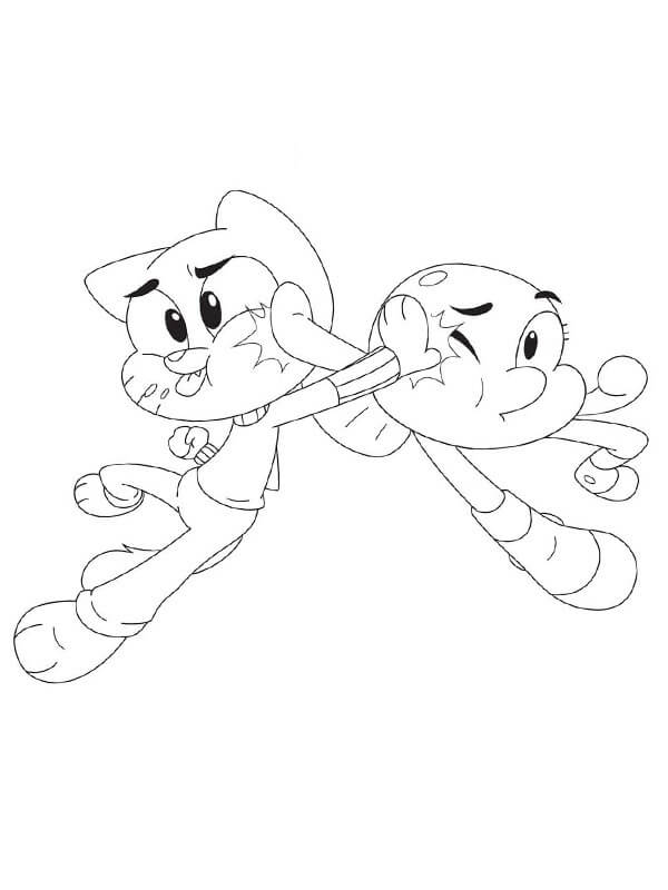 Dibujo de Darwin Vs Gumball para Colorear