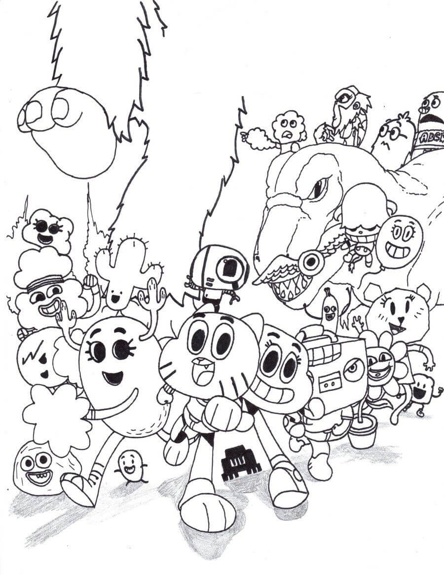 Dibujo de Darwin y Amigas Corriendo para Colorear