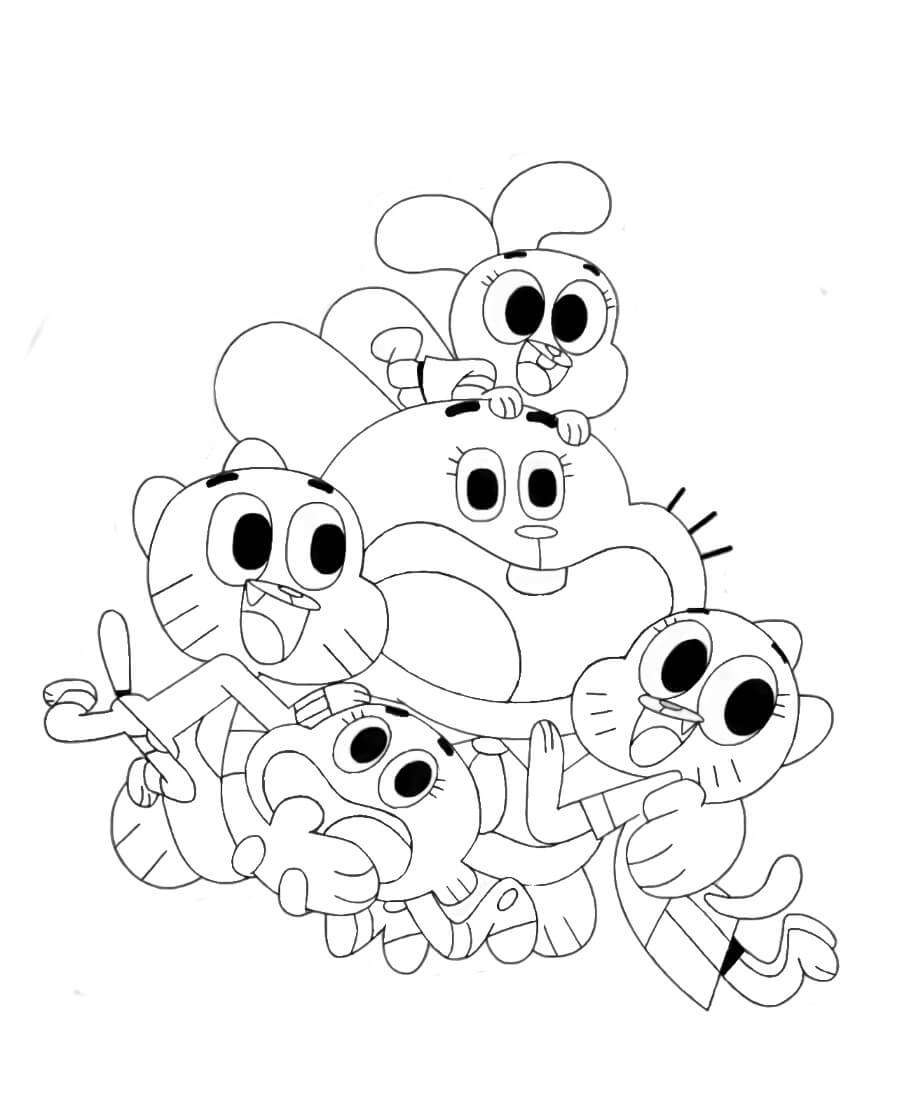 Dibujo de Darwin y Familia Felices para Colorear