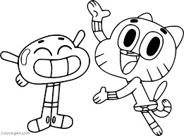 Dibujo de Darwin y Gumball Divertido para Colorear