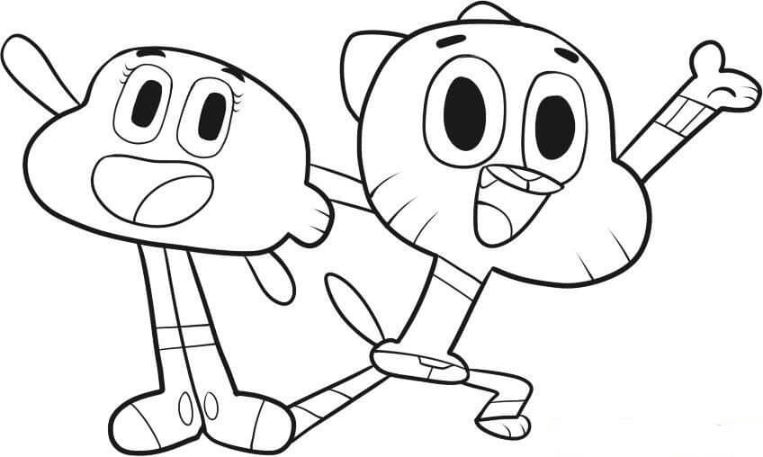 Dibujo de Darwin y Gumball para Colorear